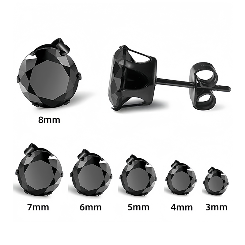 Classic 6-Prong Stainless Steel Earrings with Butterfly Backs