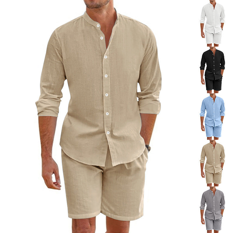 ❤️‍🔥Final Offer🔥Men's Casual Linen Top & Shorts Two-Piece Set