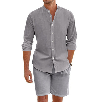 ❤️‍🔥Final Offer🔥Men's Casual Linen Top & Shorts Two-Piece Set
