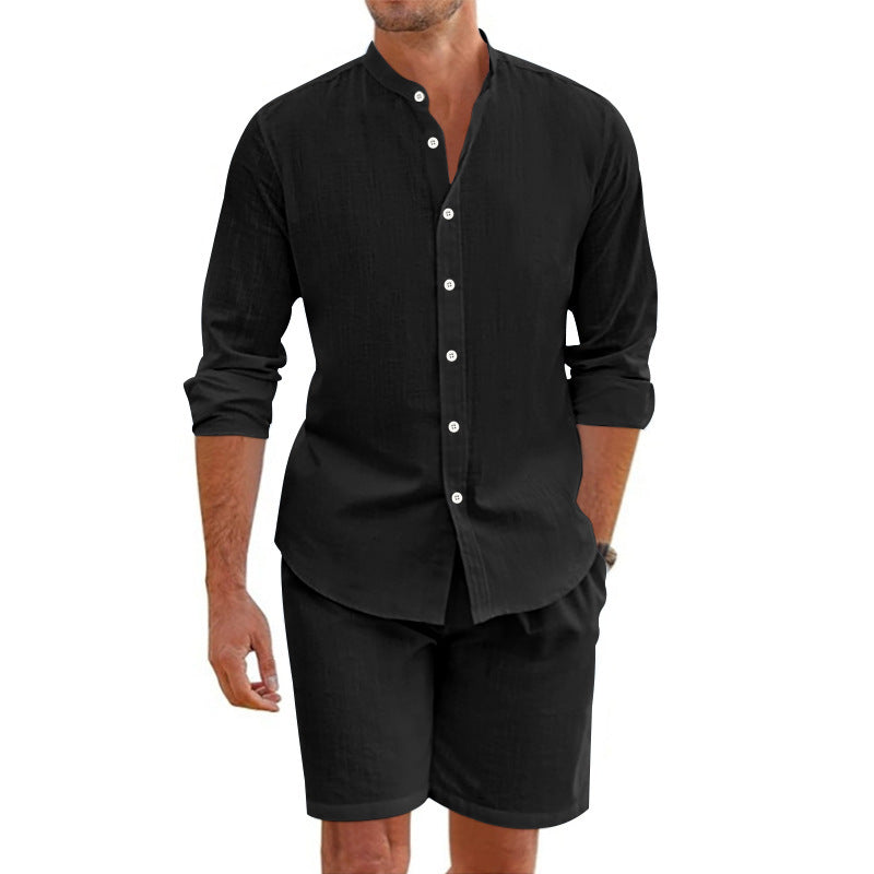 ❤️‍🔥Final Offer🔥Men's Casual Linen Top & Shorts Two-Piece Set