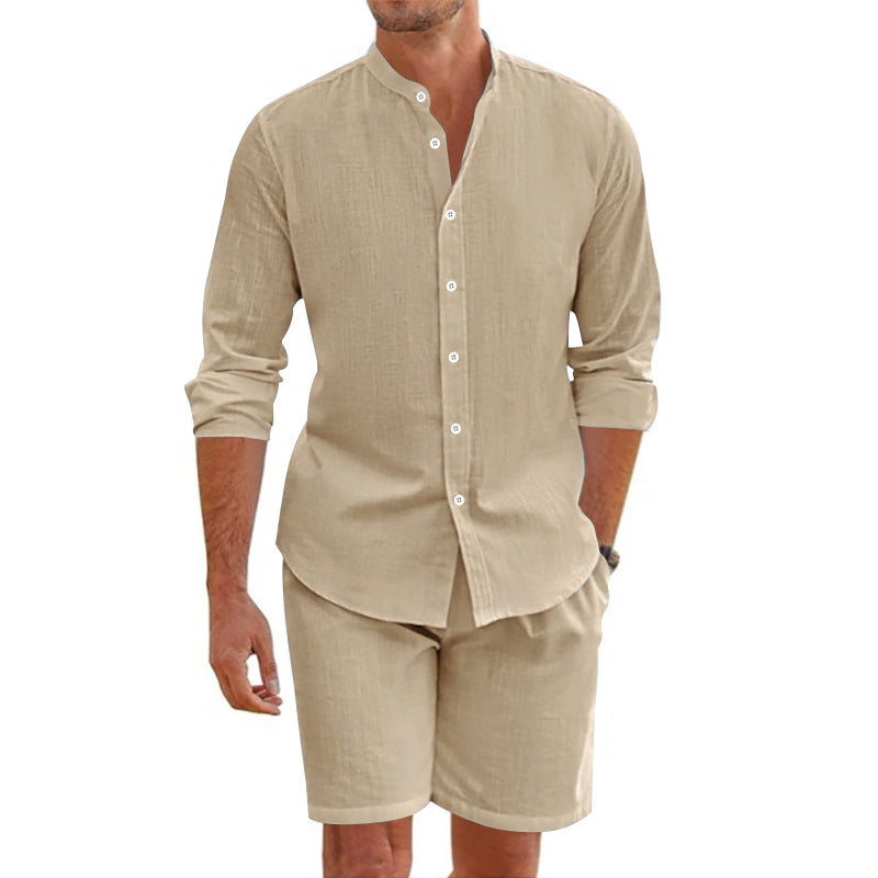 ❤️‍🔥Final Offer🔥Men's Casual Linen Top & Shorts Two-Piece Set