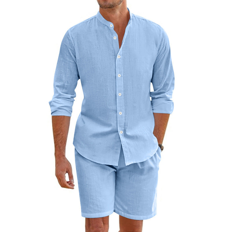 ❤️‍🔥Final Offer🔥Men's Casual Linen Top & Shorts Two-Piece Set