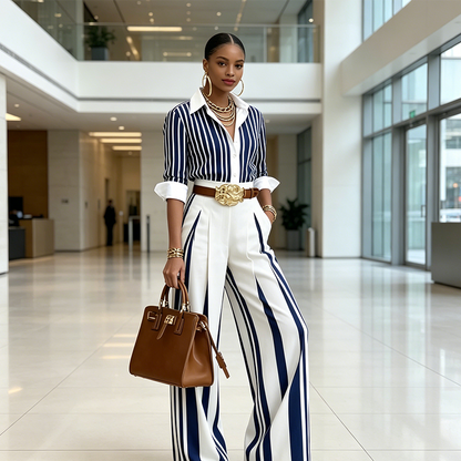 ⏰🔥LIMITED TIME 50% OFF! 💐 Shirt & Wide-Leg Pants Set – Slimming Silhouette & Trendy Look 🔥👗