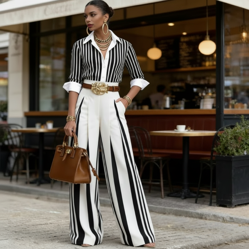 ⏰🔥LIMITED TIME 50% OFF! 💐 Shirt & Wide-Leg Pants Set – Slimming Silhouette & Trendy Look 🔥👗