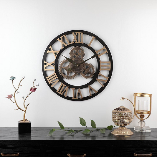 🕰️ LIMITED TIME 50% OFF! 🎨 Large Decorative Wall Clock – Silent Sweep, Industrial Gears Design, Roman Numerals ✨