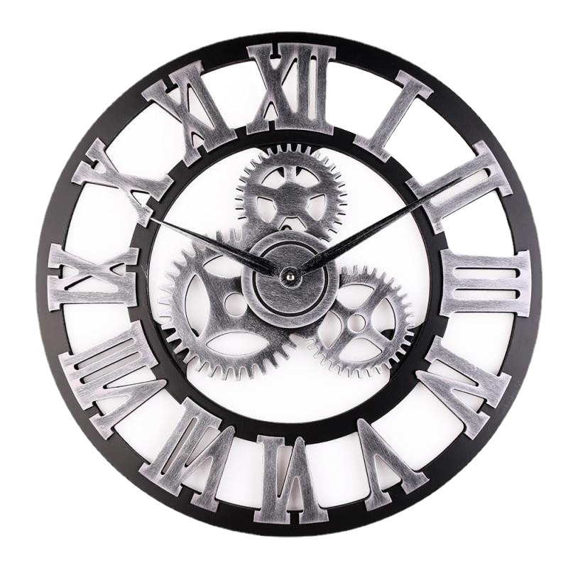 🕰️ LIMITED TIME 50% OFF! 🎨 Large Decorative Wall Clock – Silent Sweep, Industrial Gears Design, Roman Numerals ✨
