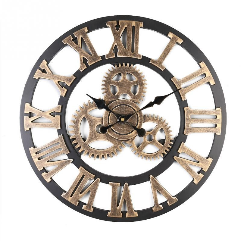 🕰️ LIMITED TIME 50% OFF! 🎨 Large Decorative Wall Clock – Silent Sweep, Industrial Gears Design, Roman Numerals ✨