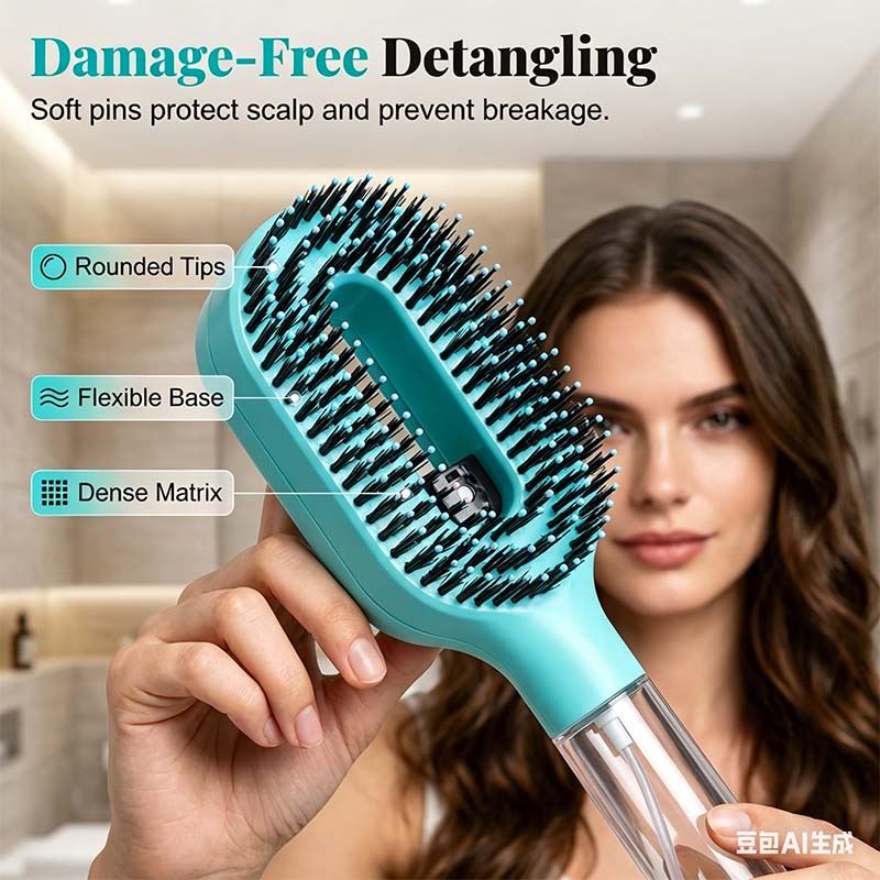 💇 Anti-Static Detangling Brush with Built-In Mist Sprayer