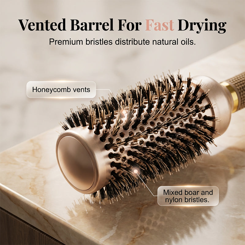 💇 Volumizing Vented Round Hair Brush for Blow-Dry Styling