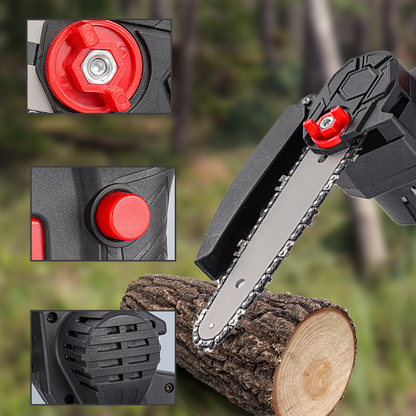 🪓 Børsteløs bærbar minisag – kraftig motor, langvarig batteri, lett og ergonomisk. Perfekt til beskjæring, ved og hagearbeid – sikker og effektiv! 🌳🔋