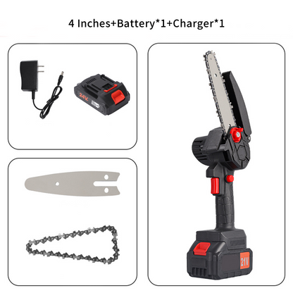 🪓 Børsteløs bærbar minisag – kraftig motor, langvarig batteri, lett og ergonomisk. Perfekt til beskjæring, ved og hagearbeid – sikker og effektiv! 🌳🔋