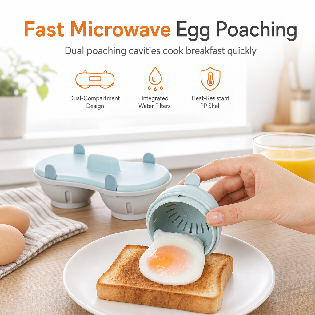 🍳 Dual-Compartment Microwave Egg Poacher