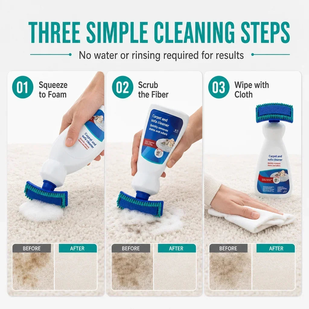 🛋️ Waterless Carpet & Sofa Foam Cleaner with Scrub Applicator