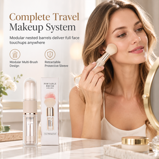 💄 Retractable Multi-Tool Travel Makeup Brush Set