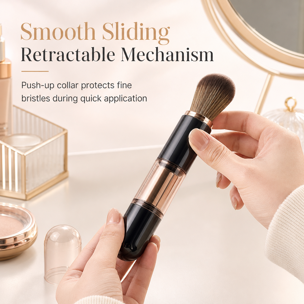 💄 Retractable Multi-Tool Travel Makeup Brush Set