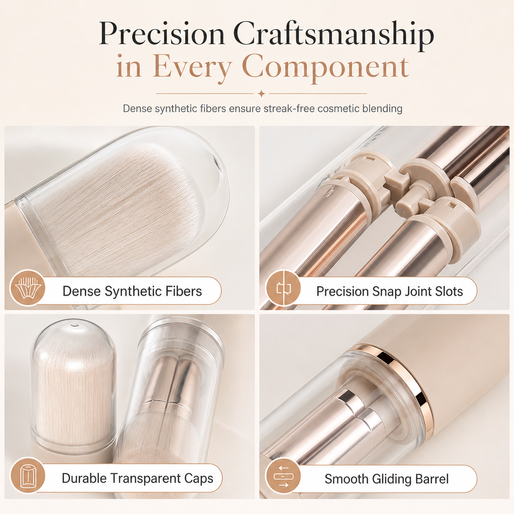 💄 Retractable Multi-Tool Travel Makeup Brush Set