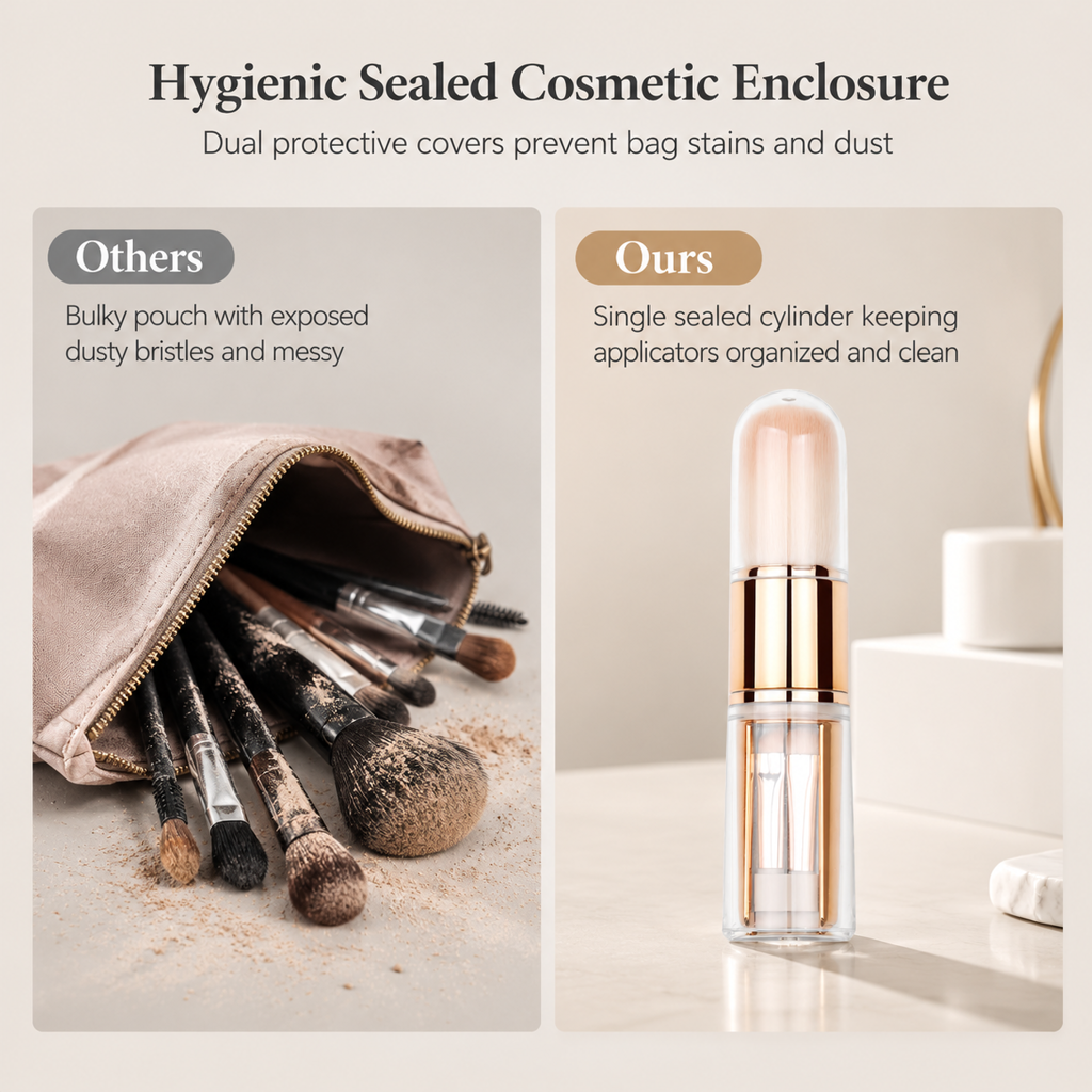 💄 Retractable Multi-Tool Travel Makeup Brush Set