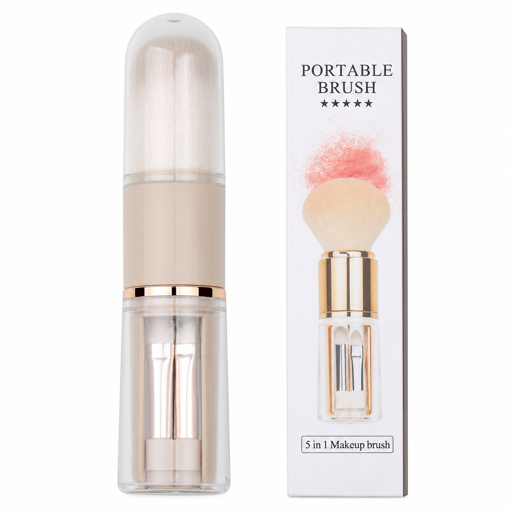 💄 Retractable Multi-Tool Travel Makeup Brush Set