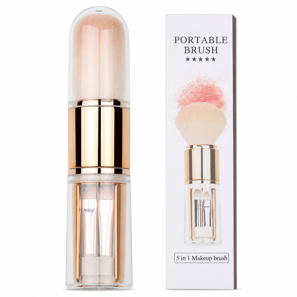 💄 Retractable Multi-Tool Travel Makeup Brush Set