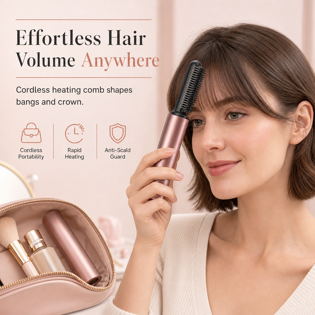 💇 Cordless Heated Styling Comb for Bangs & Root Volume