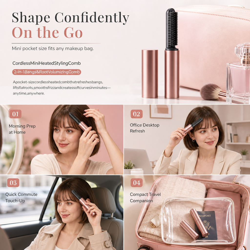 💇 Rechargeable Heated Styling Comb for Bangs & Root Volume