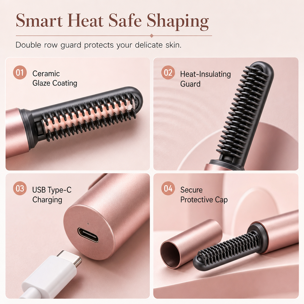 💇 Rechargeable Heated Styling Comb for Bangs & Root Volume
