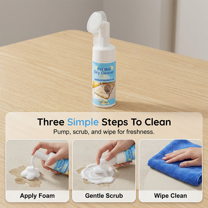 🐾 Waterless Pet Mat & Fabric Foam Cleaner with Brush