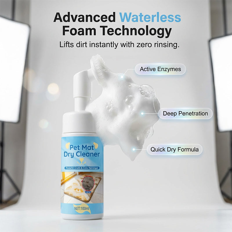 🐾 Waterless Pet Mat & Fabric Foam Cleaner with Brush