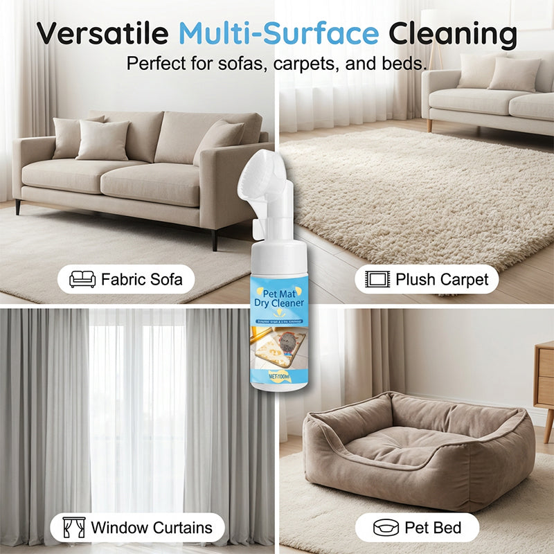 🐾 Waterless Pet Mat & Fabric Foam Cleaner with Brush