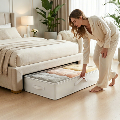 🛏️ Foldable Underbed Storage Bag with Clear Zipper Lid
