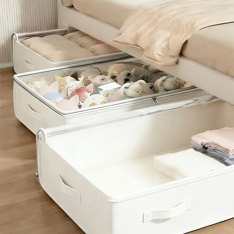 🛏️ Foldable Underbed Storage Bag with Clear Zipper Lid