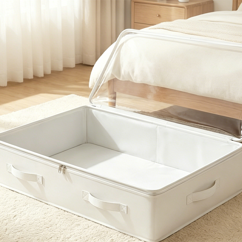 🛏️ Foldable Underbed Storage Bag with Clear Zipper Lid