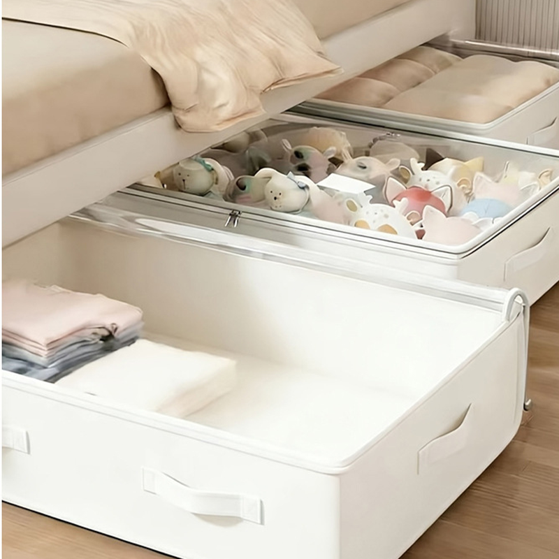 🛏️ Foldable Underbed Storage Bag with Clear Zipper Lid