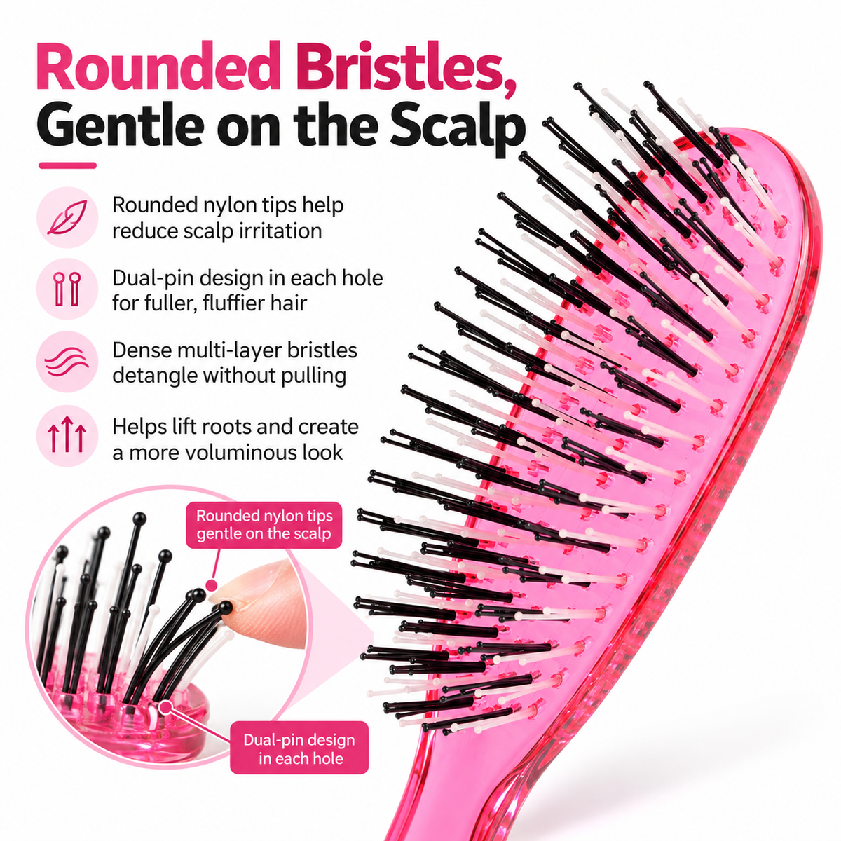 💇 Portable Detangling & Scalp Massage Hairbrush