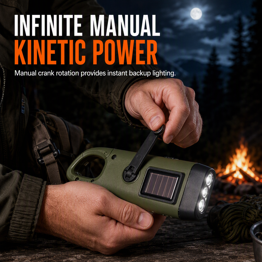 🔦 Hand-Crank & Solar Emergency Flashlight