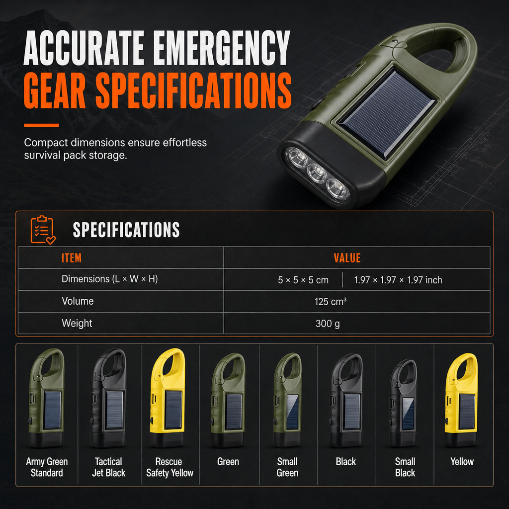 🔦 Hand-Crank & Solar Emergency Flashlight