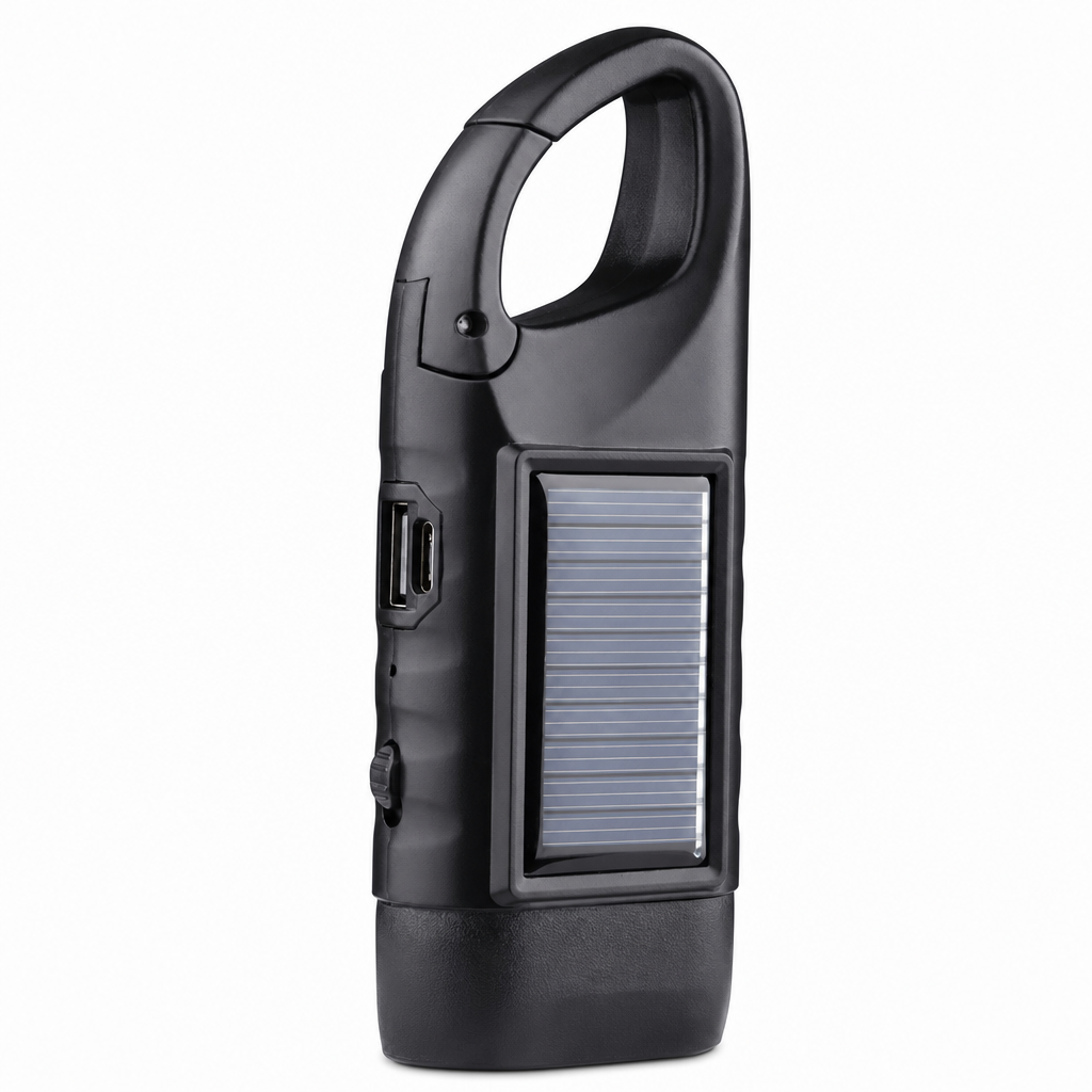 🔦 Hand-Crank & Solar Emergency Flashlight
