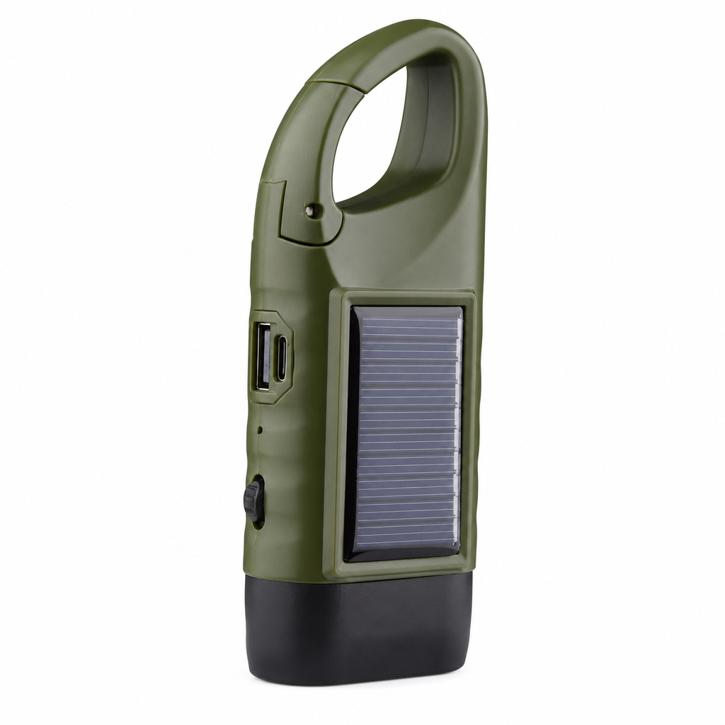🔦 Hand-Crank & Solar Emergency Flashlight