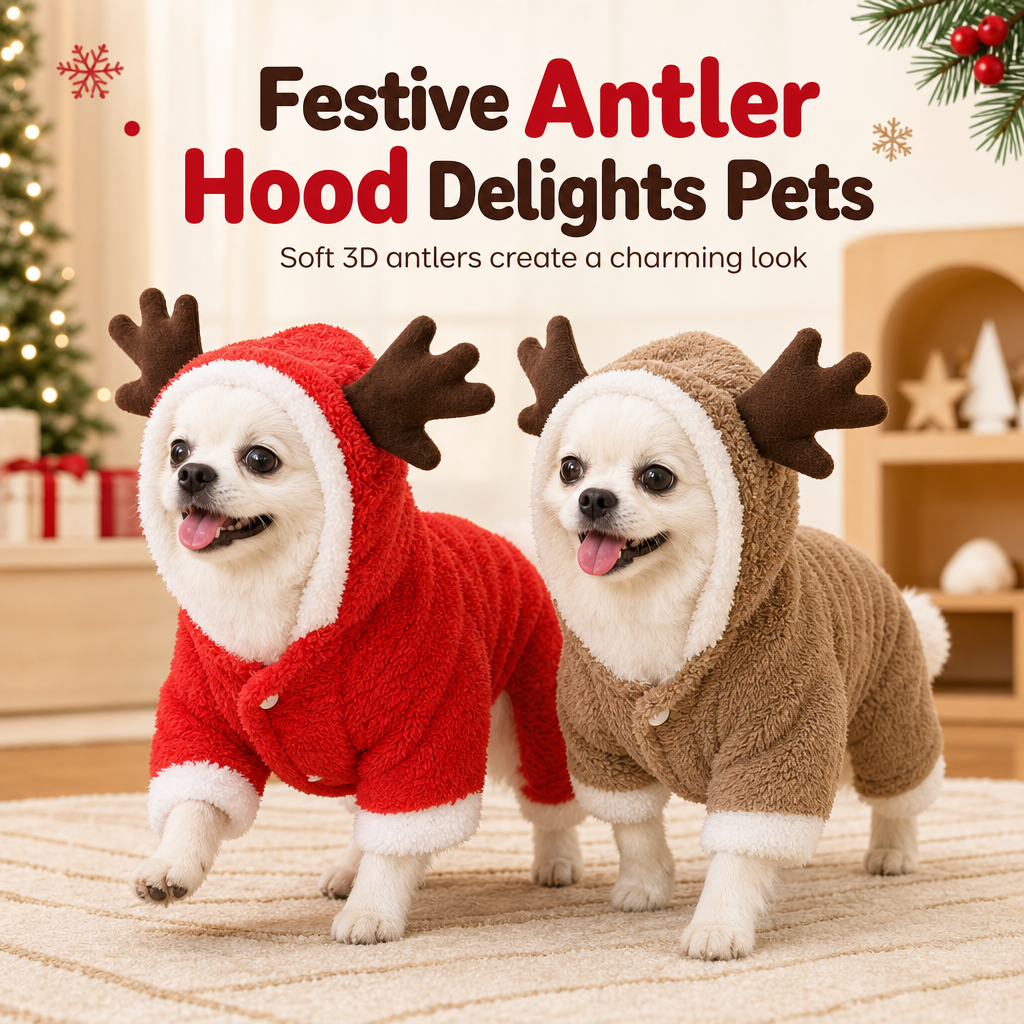 🐾 Warm Flannel Reindeer Pet Jumpsuit