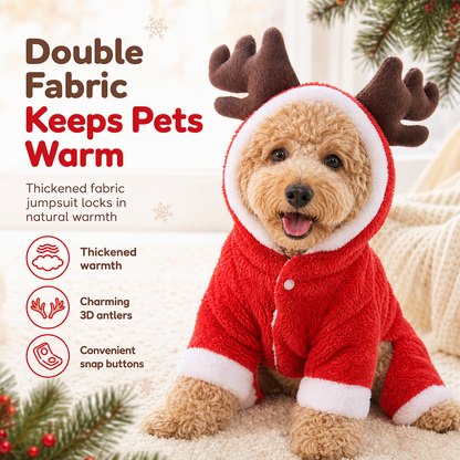 🐾 Warm Flannel Reindeer Pet Jumpsuit