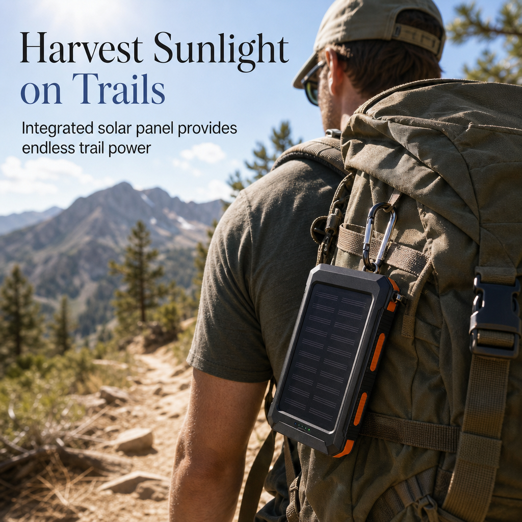 🔋 Rugged Solar-Assisted Outdoor Power Bank with Compass