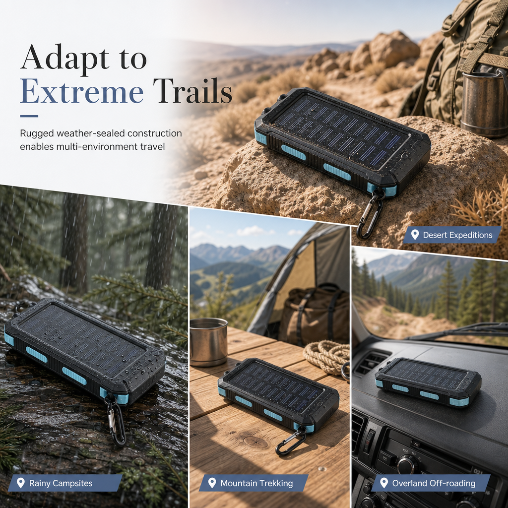 🔋 Rugged Solar-Assisted Outdoor Power Bank with Compass