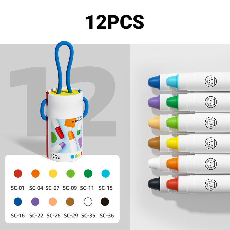 🎨 Washable Twist-Up Oil Pastel Set with Refills