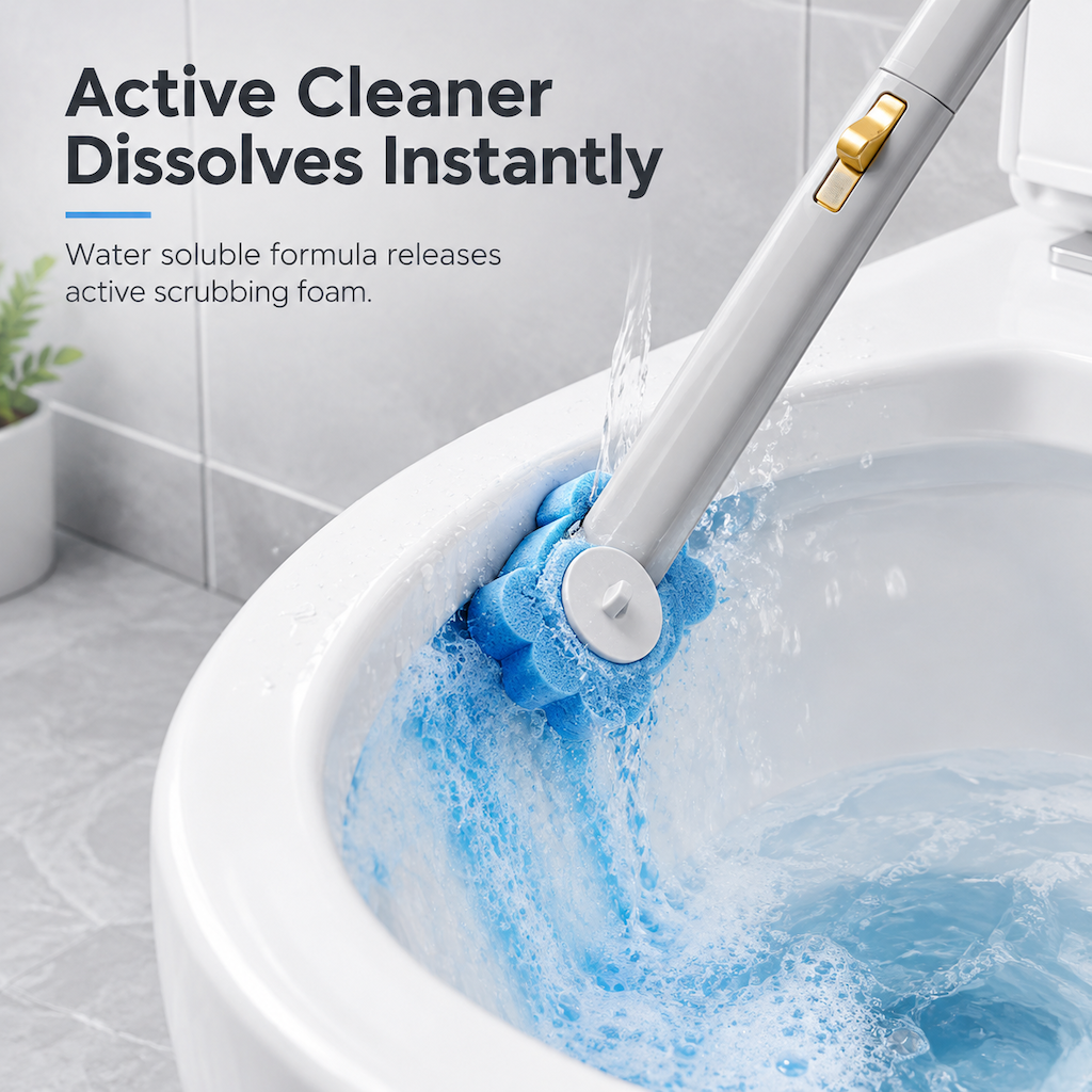 🚽 Wall-Mounted Disposable Toilet Brush with Refill Heads