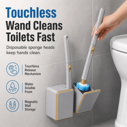 🚽 Wall-Mounted Disposable Toilet Brush with Refill Heads