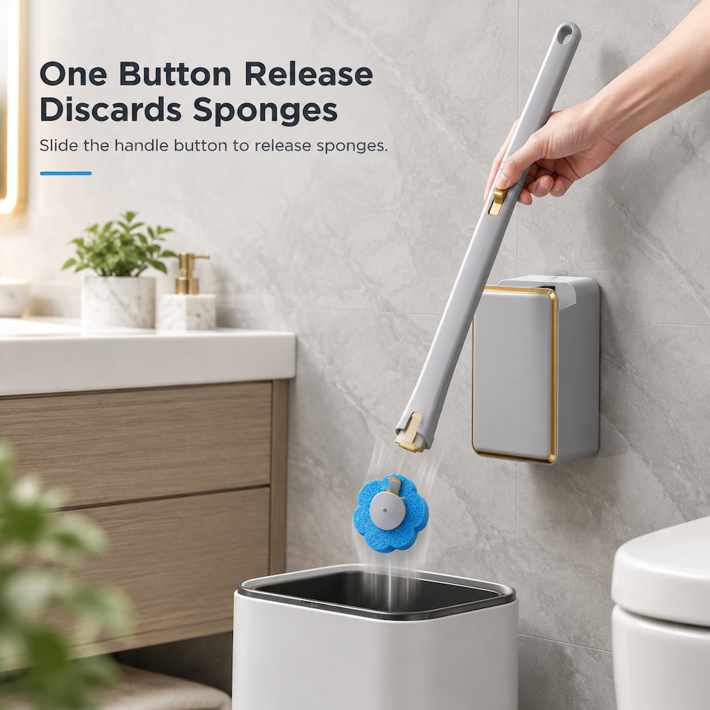 🚽 Wall-Mounted Disposable Toilet Brush with Refill Heads