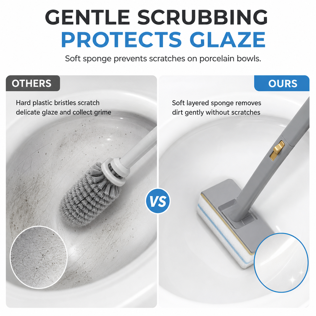 🚽 Wall-Mounted Disposable Toilet Brush with Refill Heads
