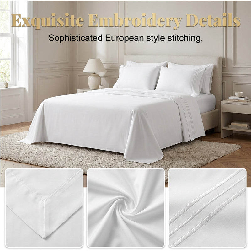 🛏️ Embroidered European-Style Bedding Sheet Set