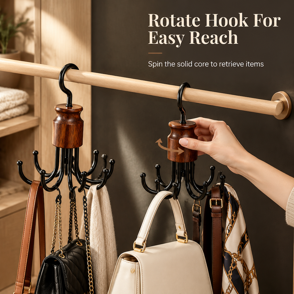 👜 Heavy-Duty Multi-Function Hanger with 8 Metal Hooks