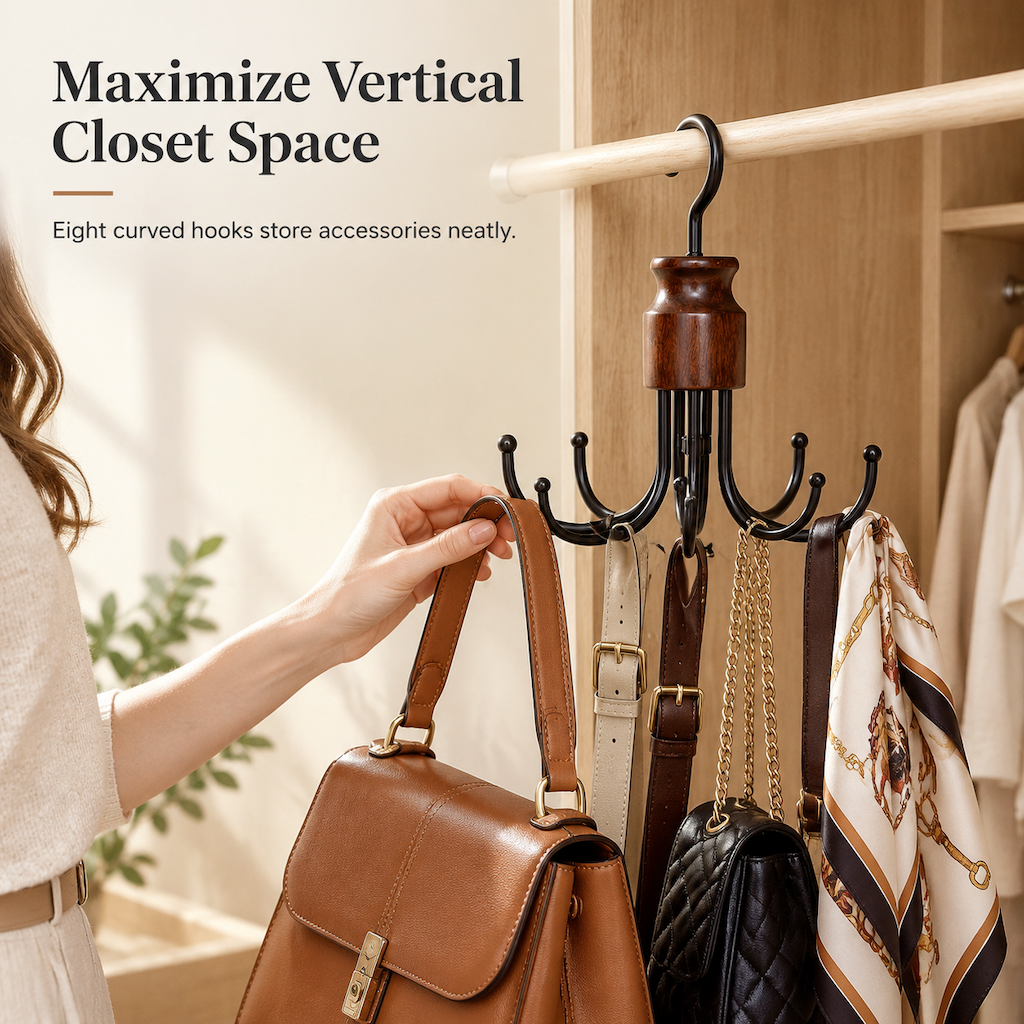 👜 Heavy-Duty Multi-Function Hanger with 8 Metal Hooks